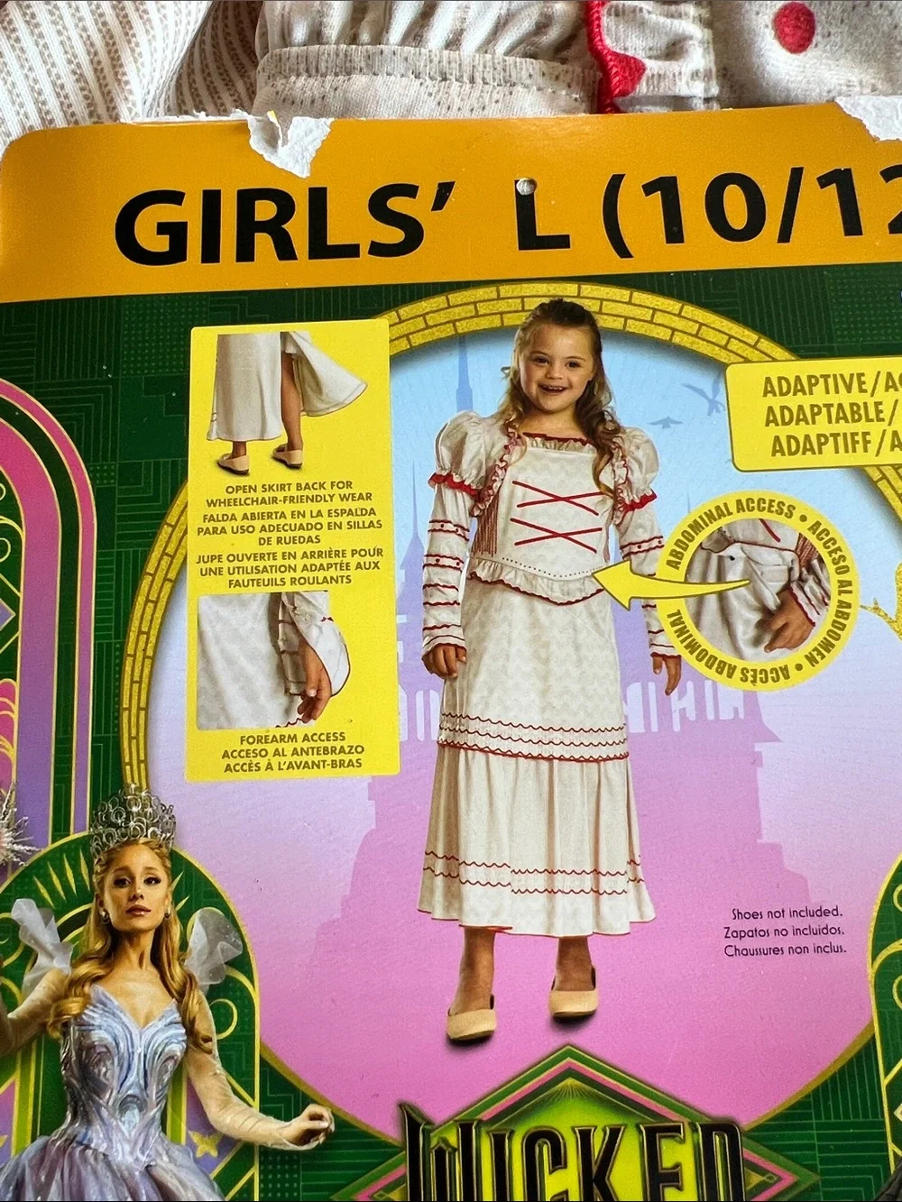 Girls Nessa Rose Wicked Costume Dress - Cream with Red Trim (Size L 10/12)